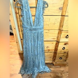 Baltic Born Light Blue Lace Maxi Dress
